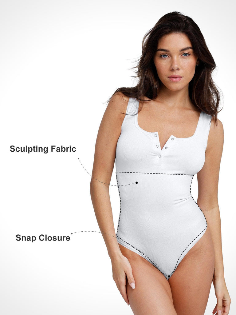 Popilush? Comfy Tops Body Shaper Tank Seamless Modal Shapewear Square Neck Bodysuit