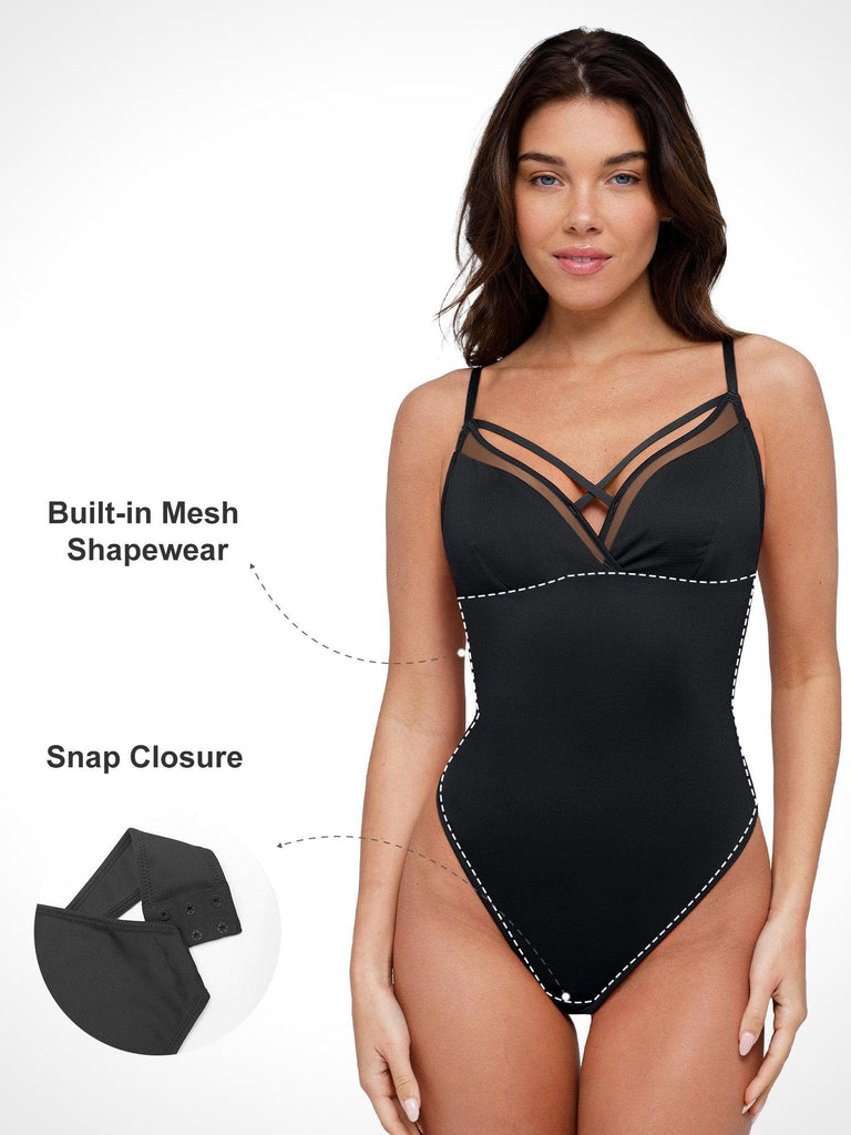 Popilush? Sheer Mesh Shapewear Cut-Out Bodysuit