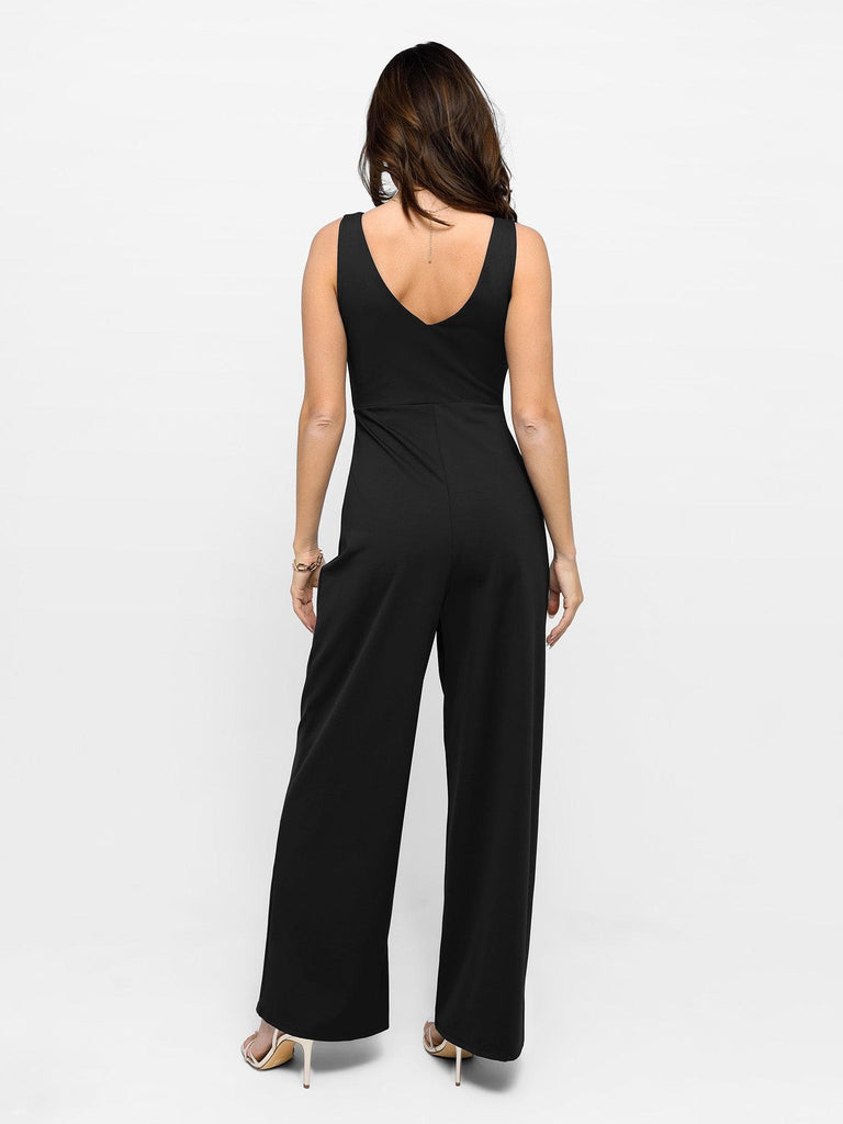 Popilush? V Neck Wide-Leg Sleeveless Shapewear Jumpsuit