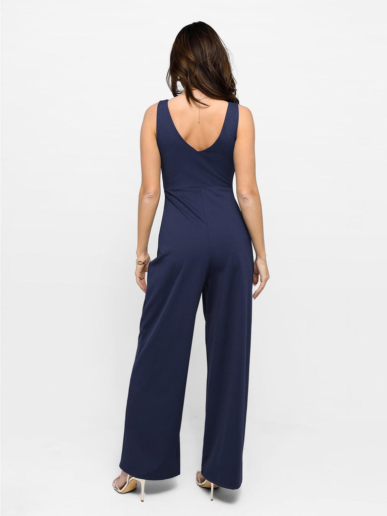 Popilush? Casual Jumpsuit Summer Outfits V Neck Wide-Leg Sleeveless Shapewear Jumpsuit