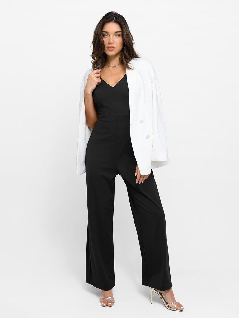 Popilush? V Neck Wide-Leg Sleeveless Shapewear Jumpsuit