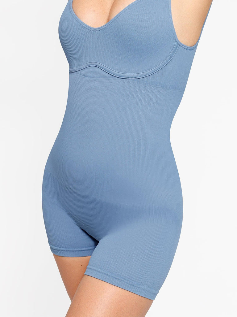 Popilush? Seamless Ribbed V-Neck Shapewear Romper