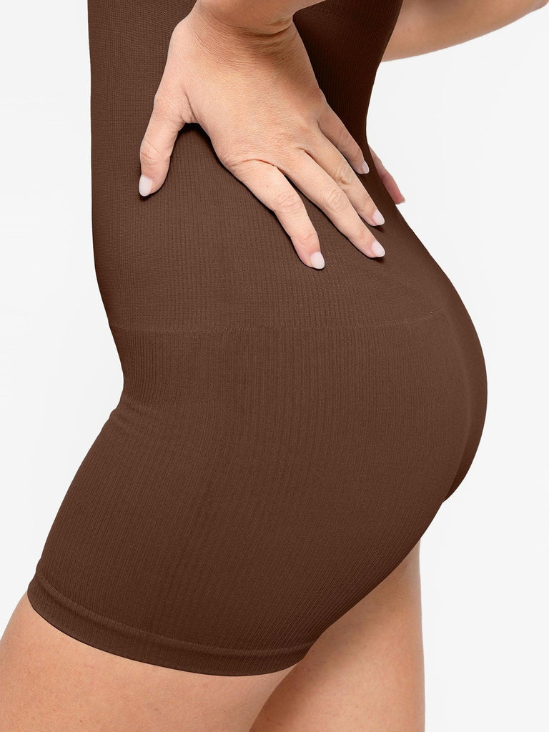 Popilush? Seamless Ribbed V-Neck Shapewear Romper