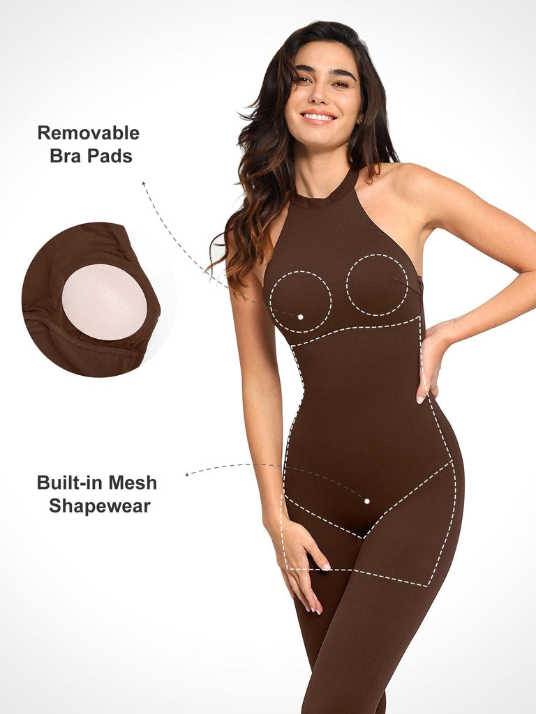 Popilush? Hanging-Neck One Piece Shapewear Jumpsuit