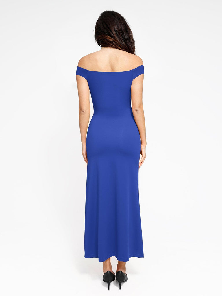 Popilush? Built-in Shapewear Off Shoulder Split Maxi Dress