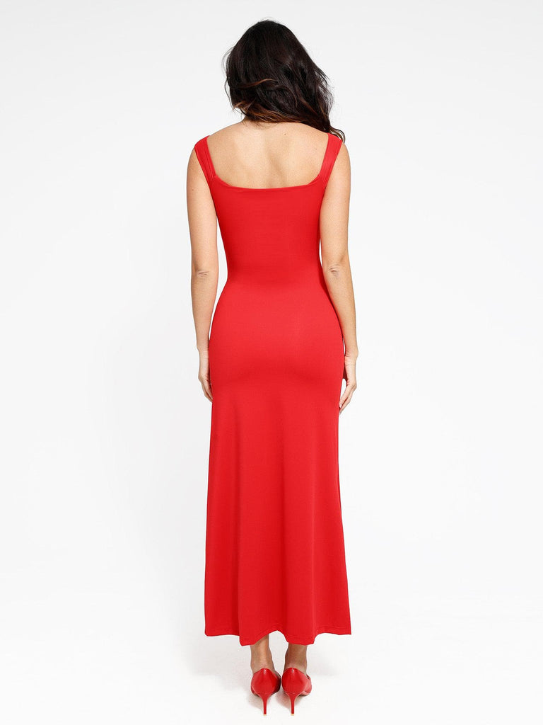 Popilush? Built-in Shapewear Off Shoulder Split Maxi Dress