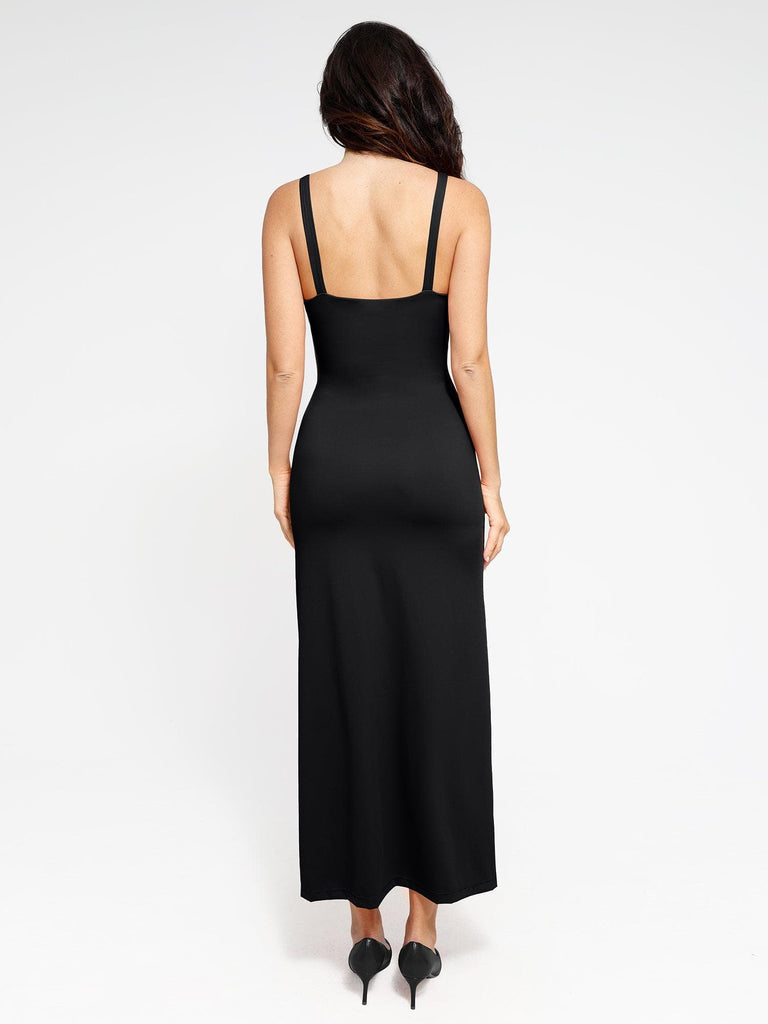 Popilush? Built-in Shapewear Ruched Slit Maxi Dress