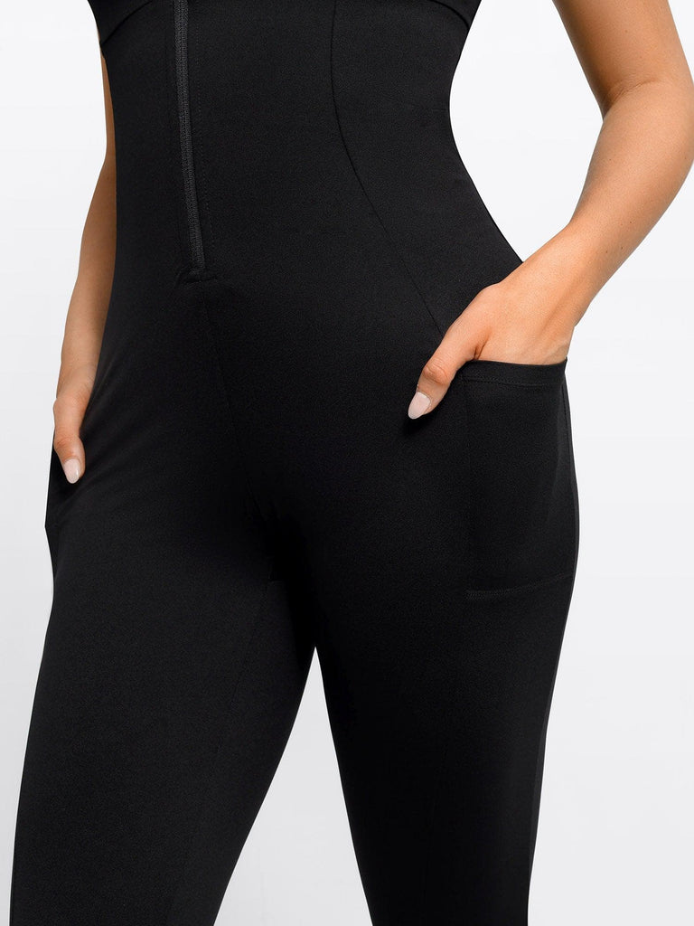 Popilush? Sleeveless Shapewear Zip Front Jumpsuit