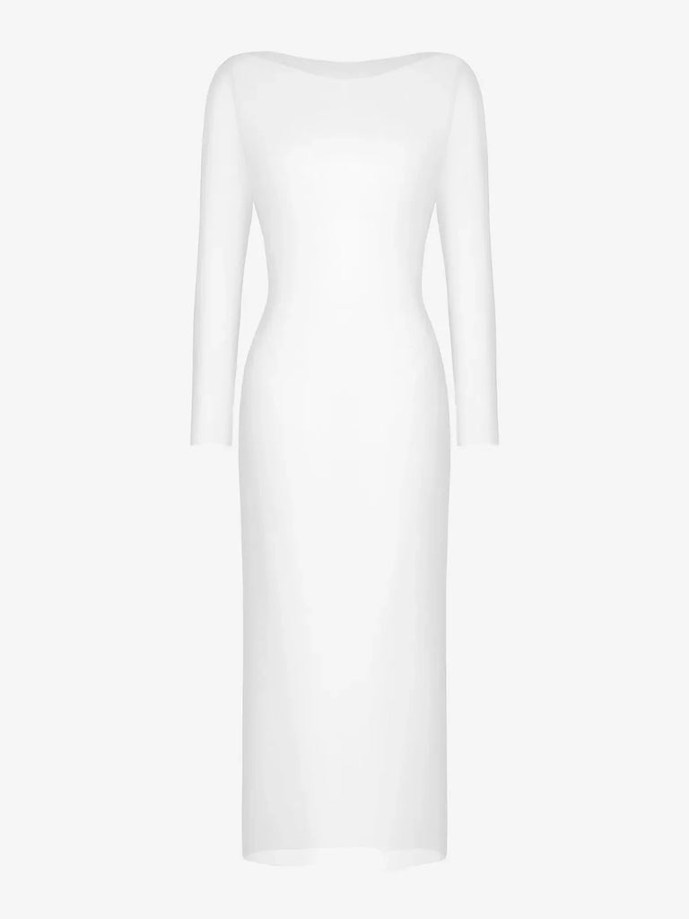 Popilush? Outerwear White / S The Popilush Long Sleeve Sheer Mesh Maxi Cover-Up