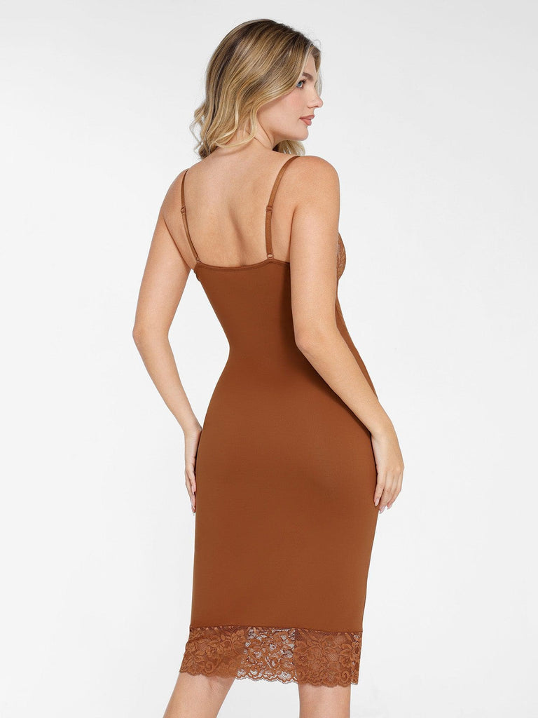 Popilush? Party Summer Cocktail Gown The Shapewear Dress V-Neck Lace Midi