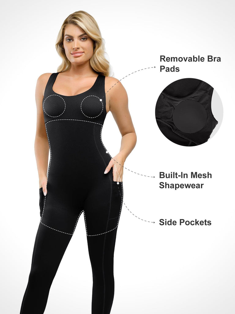 Popilush? Yoga Gym One Piece Workout Jumpsuit Summer Outfits The Shapewear Jumpsuit Halter