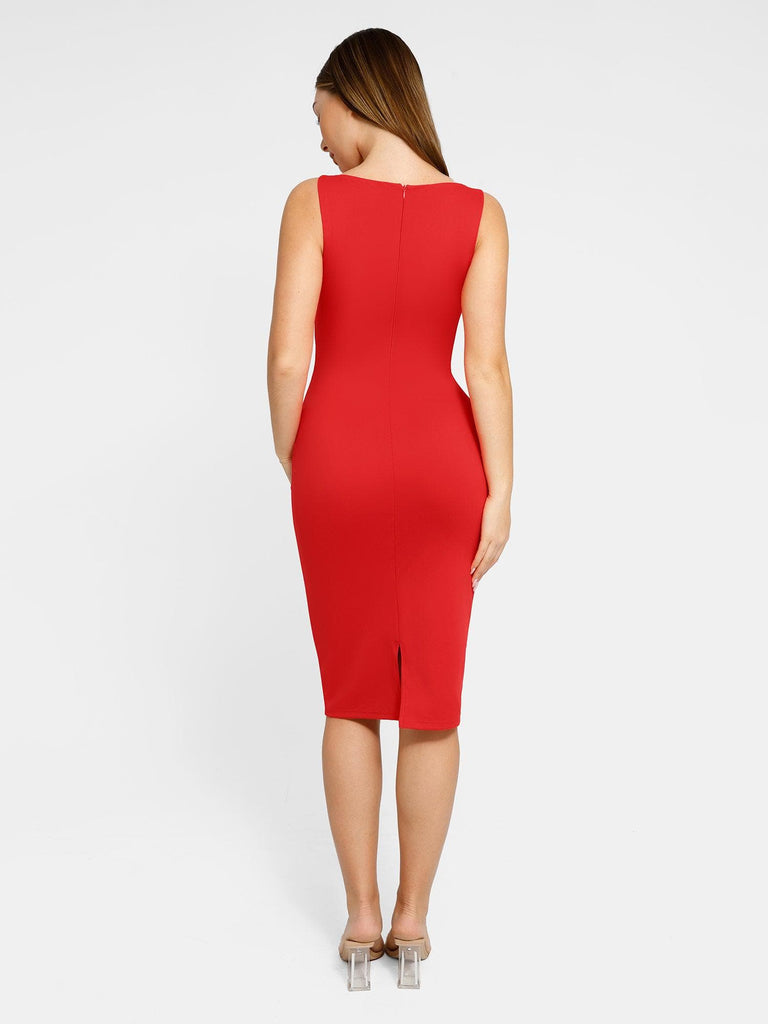 Popilush? Built-In Shapewear Hidden Zipper Sleeveless Dress