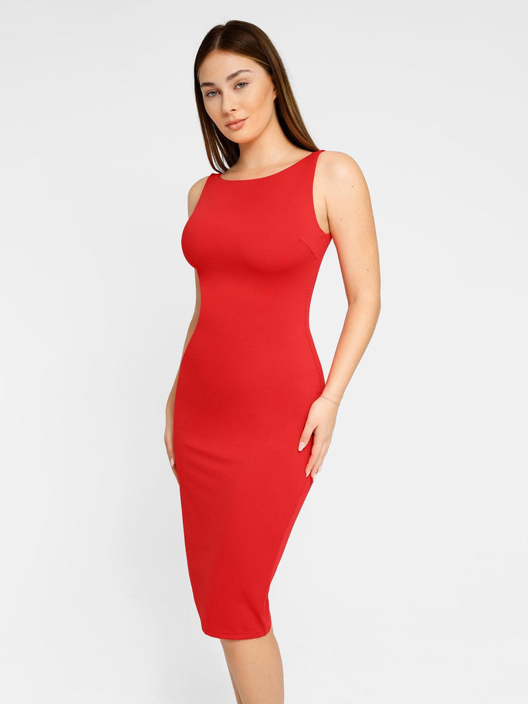 Popilush? Built-In Shapewear Hidden Zipper Sleeveless Dress