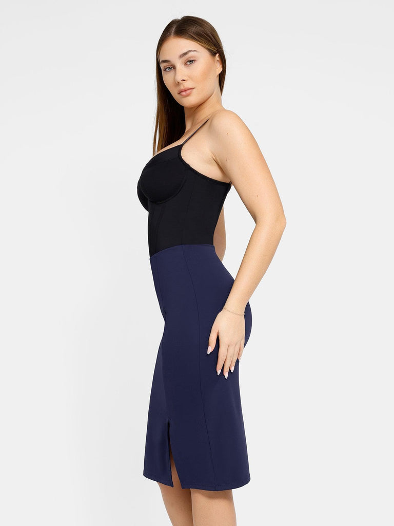 Popilush? Built-In Shapewear Split Midi Skirt