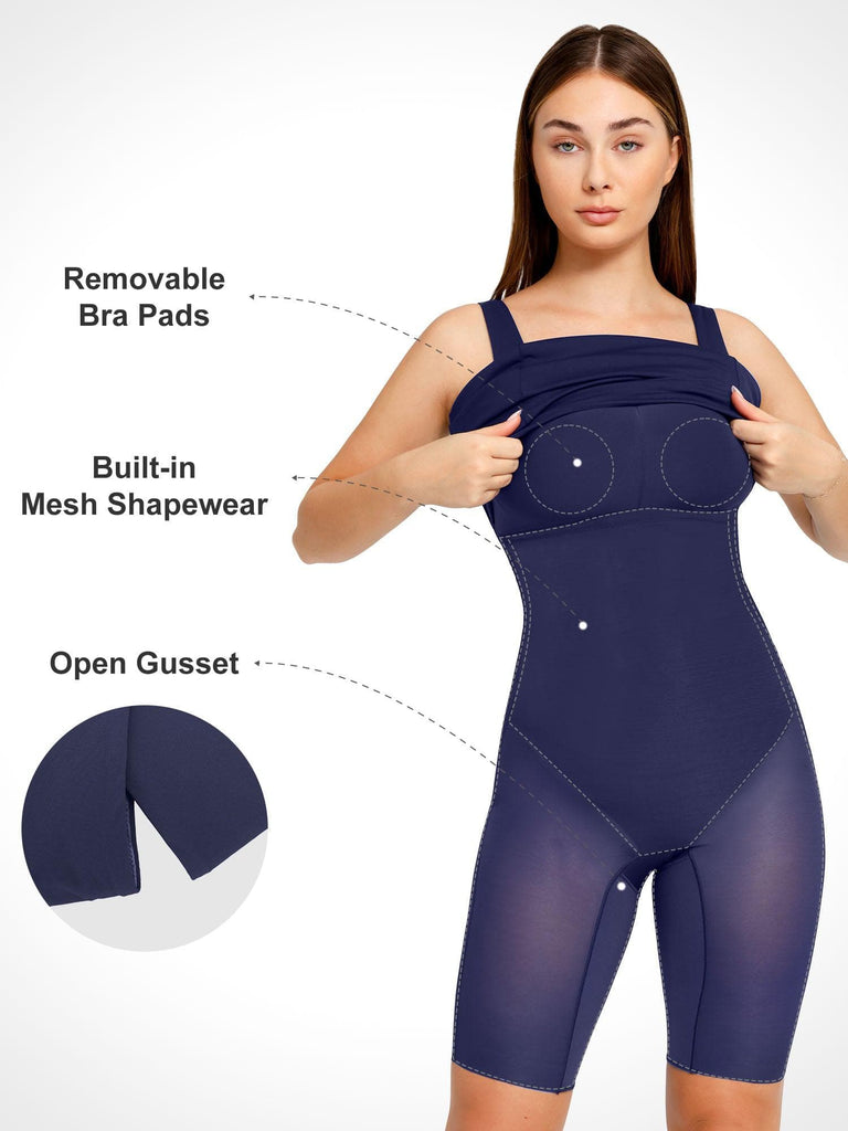 Popilush? Built-In Shapewear Sqaure Neck Sleeveless Dress