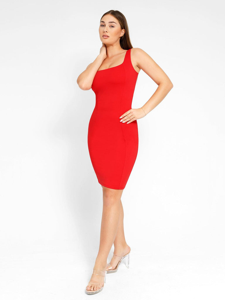 Popilush? Built-In Shapewear Sqaure Neck Sleeveless Dress