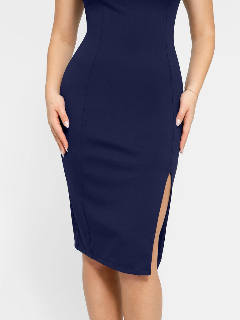 Popilush? Built-In Shapewear Square Neck Midi Dress