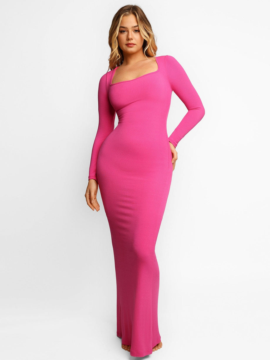 Built-In Shapewear Long Sleeve Maxi Lounge Dress | Popilush Dress Built-In Shapewear Long Sleeve Maxi Lounge Dress | Popilush Dress
