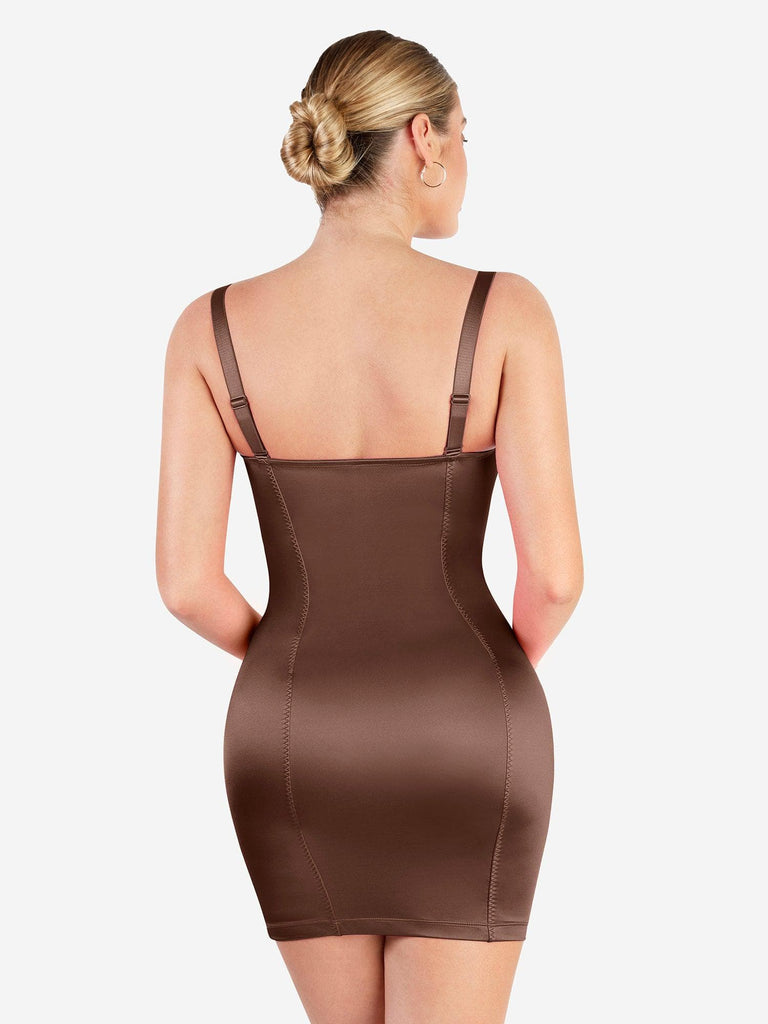 Popilush? Bodycon Summer Dress Tummy Control Built-In Shapewear Metallic Shiny Bustier Mini Dress