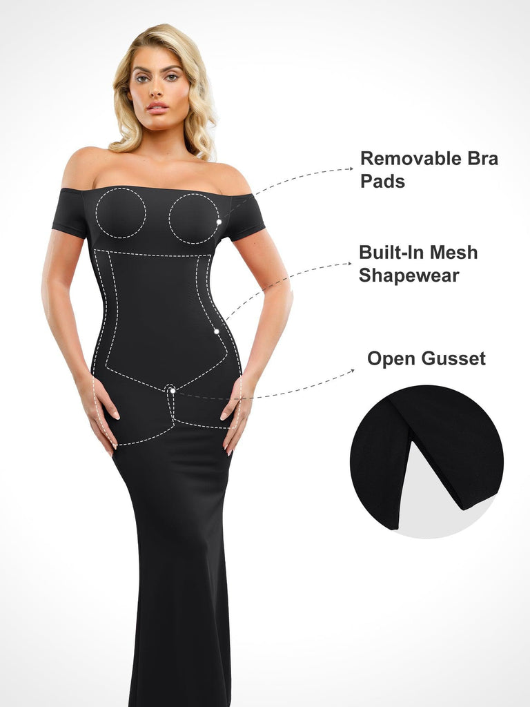 Popilush? Built-In Shapewear One Shoulder Maxi Dress