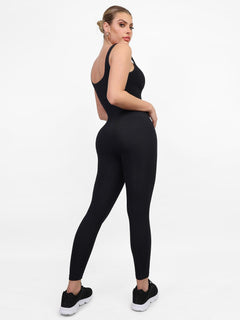 U-Neck One Piece Thigh Slimming Jumpsuit