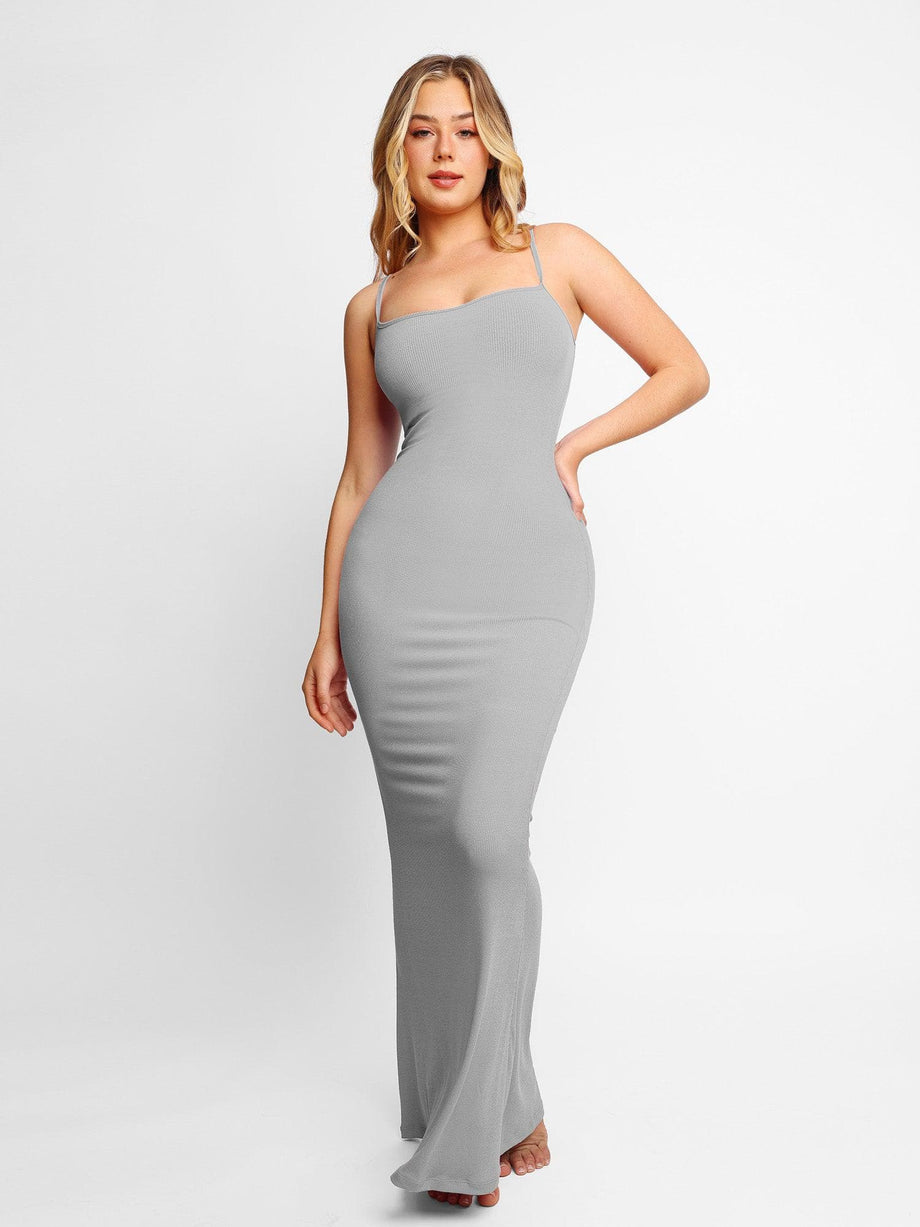 built in shapewear dress Built-In Shapewear Slip Maxi Lounge Dress